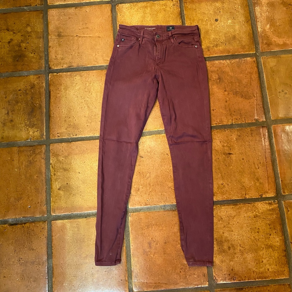 EUC AG Denim The Farrah Faded Maroon Skinny Jeans, size 28R
